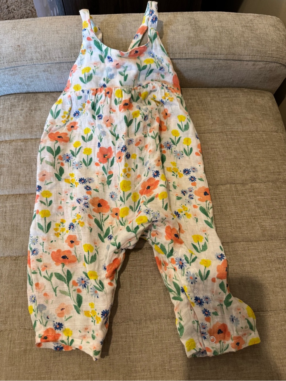 Angel Dear Floral Muslin One-Piece in White, Orange, Yellow, Green, Blue